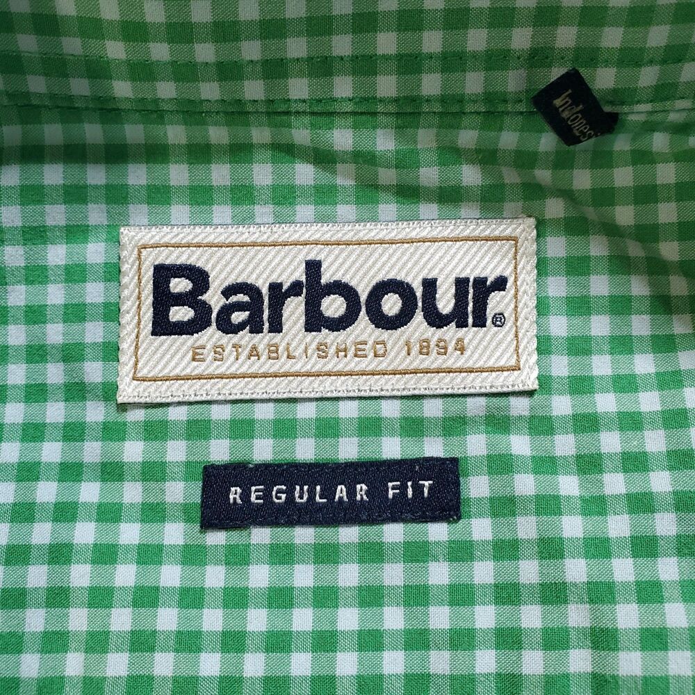 Barbour Shirt 3XL Regular Fit Green Country Outdoor Cotton Check Button Up Mens - Picture 11 of 13